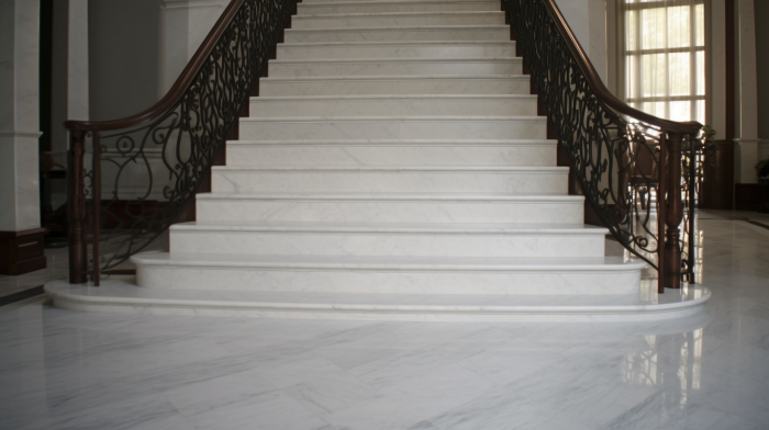 Лестница из мрамора Bianco Carrara (Бьянко Каррара)